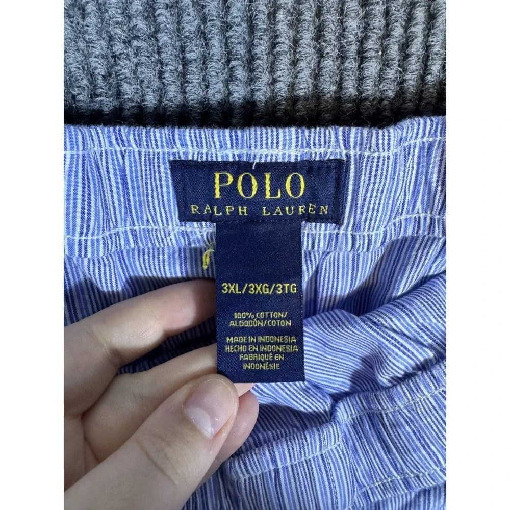 Polo Ralph Lauren Pajama Pants Baggy 3XL Blue Straight Leg Striped Drawstring